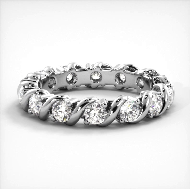 1.05 ct. Round Diamond Eternity Wedding Band-VIRABYANI